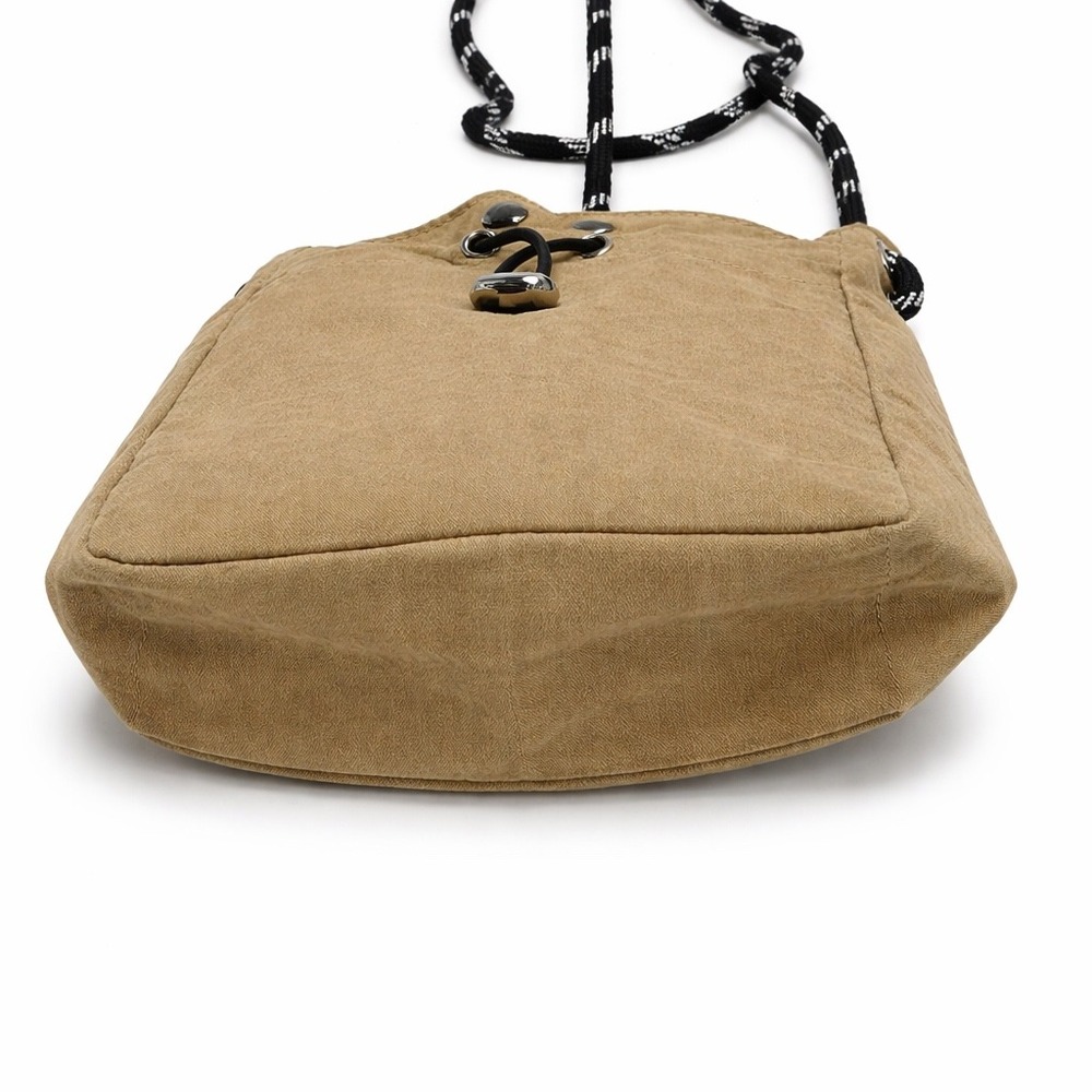 Khaki Nylon Utility Crossbody Bag Rope Strap Gorpcore Techwear Pouch - Picture 6 of 7